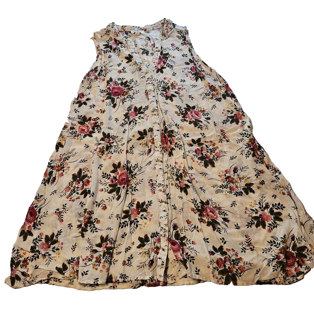 UMGEE Sleeveless Button Up Floral Boho/Hippie Cottagecore Mini Dress Women SZ S